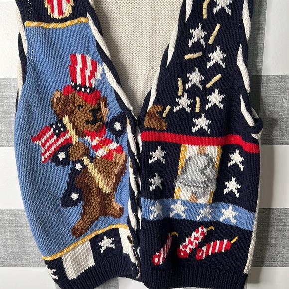 VTG Alexandra Barlett Cardigan vest Patriotic - Picture 2 of 4